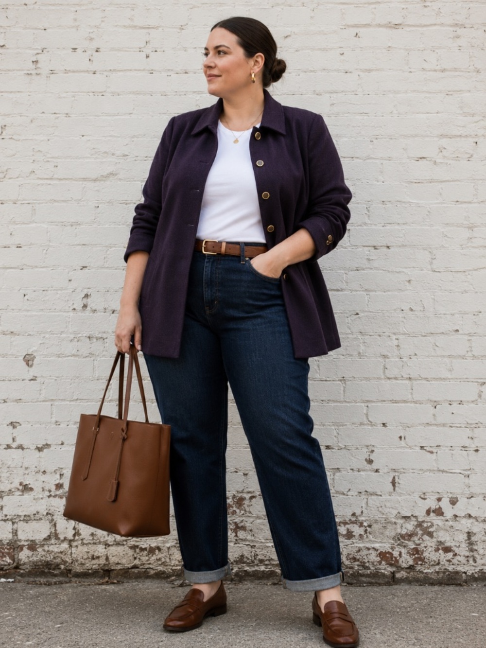 Vintage HUCKE Aubergine Textured Gold Button Blazer Jacket Plus Size 22 2X